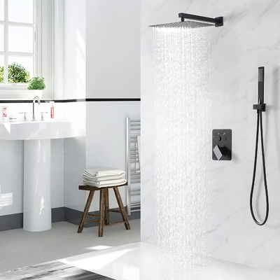 OEM ODM 12 Inch square waterfall cabezal de ducha shower bathroom mixer set black column shower head