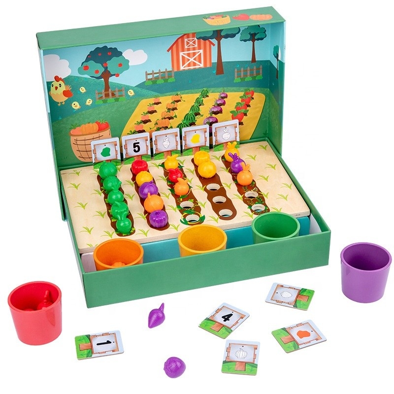 Simulate Farm Kids Wooden Toys Fruits Vegetables Harvest Grow Toys